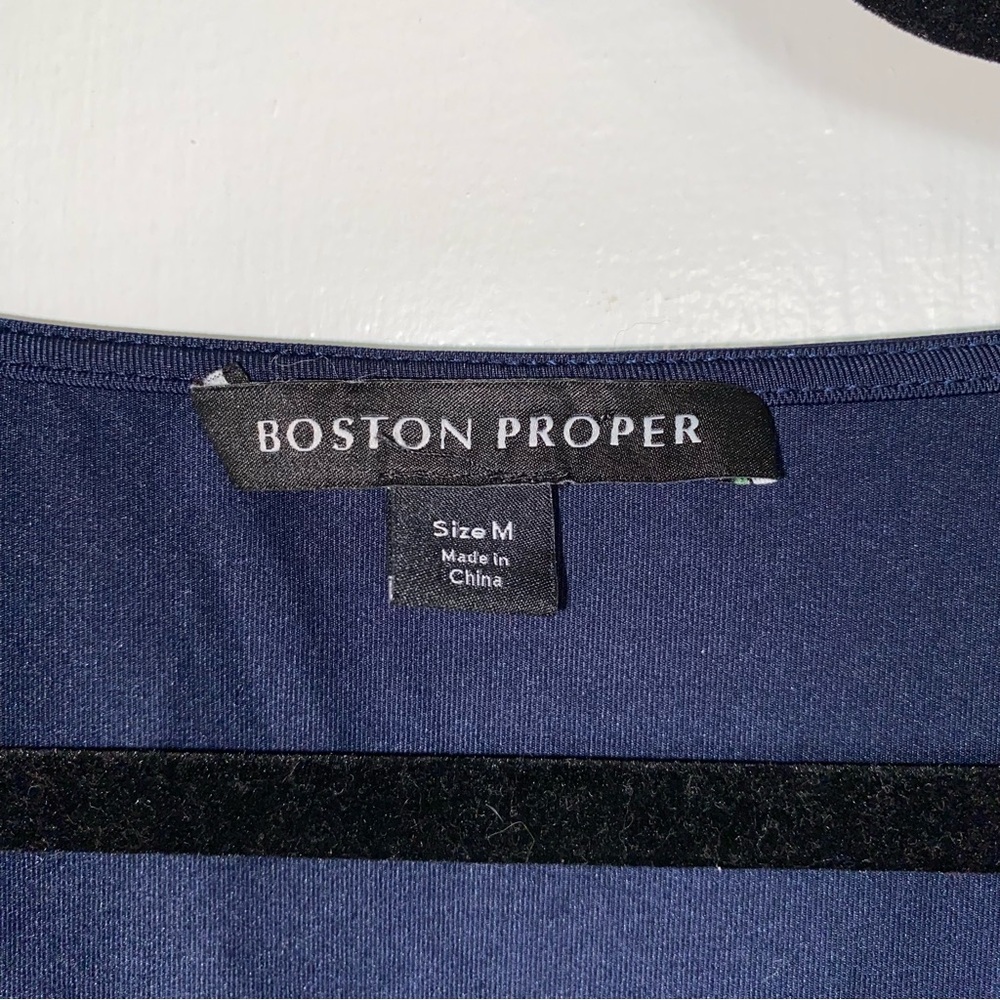 Boston Proper Blouse Womens Medium Blue Mesh Embroidered Floral Long Sleeve Top - Picture 3 of 6